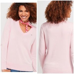 VINEYARD VINES COTTON V-NECK PINK SWEATER